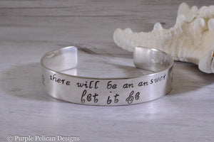 Beatles song lyric bracelet - There will be an answer let it be - Purple Pelican Designs