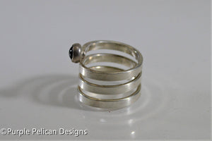 Sterling Silver Twisty Ring With Onyx Gemstone - Purple Pelican Designs