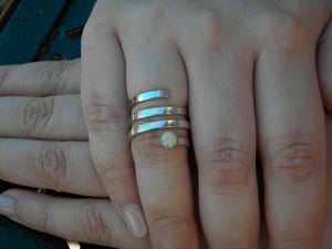 Sterling Silver Twisty Ring With Opal Gemstone - Purple Pelican Designs