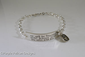 Pooh quote  Chain Bracelet - We will be friends until forever just you wait and see - Purple Pelican Designs