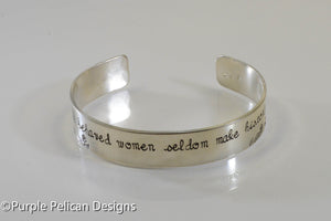 Well Behaved Women Seldom Make History - Hand stamped bracelet - Purple Pelican Designs