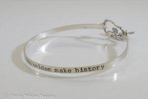 Well Behaved Women Seldom Make History Hinged Bangle Sterling Silver - Purple Pelican Designs