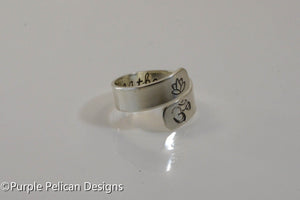Sterling Silver Yoga ring - hand stamped - Purple Pelican Designs
