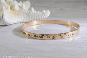 Pooh Quote Solid Gold Bangle - You Are Braver Than You Believe Stronger Than You Seem And Smarter Than You Think - Purple Pelican Designs