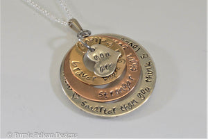 Gold Tri Color Necklace - You are braver than you believe, stronger than you seem...Pooh Quote Necklace - Purple Pelican Designs