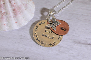 F---K CANCER necklace - You are stronger than you know - Purple Pelican Designs