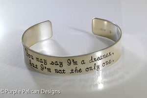 Song lyric Bracelet - You may say I'm a dreamer... - Purple Pelican Designs